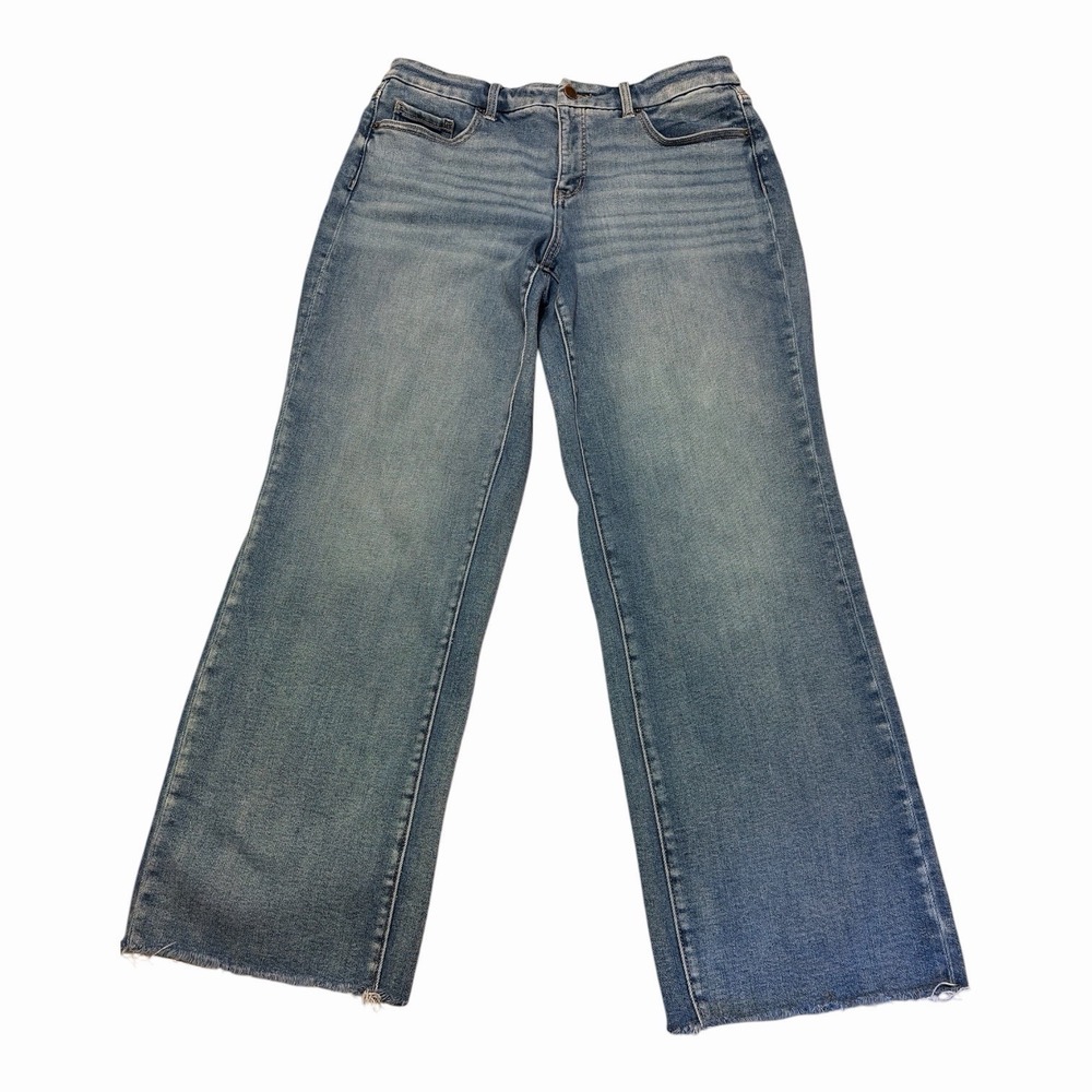 BKE Gabby High Rise Curvy Wide-Leg Raw Hem Light Wash Stretch 30x32 Jeans